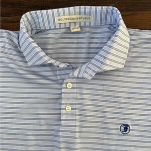 Holderness Bourne F LOGO Blue Striped Men's Shirt XL tailored fit